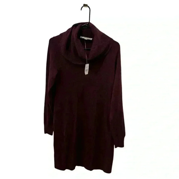 Loft Burgundy Cowl Neck Sweater Dress Size Small - Picture 2 of 6